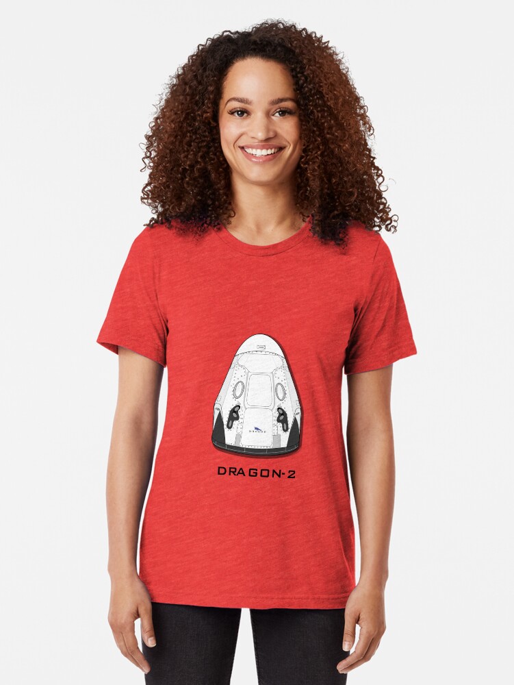 Vista alternativa de Camiseta de tejido mixto Nave Dragon-2 de SpaceX
