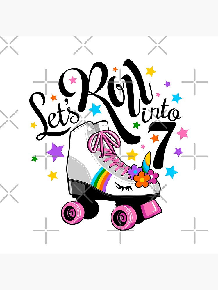 Lets Roll Into 7 Birthday. Unicorn, Roller Skate T-Shirt.