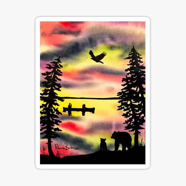 Northern Watercolour Paddlers and the Bears Sticker
