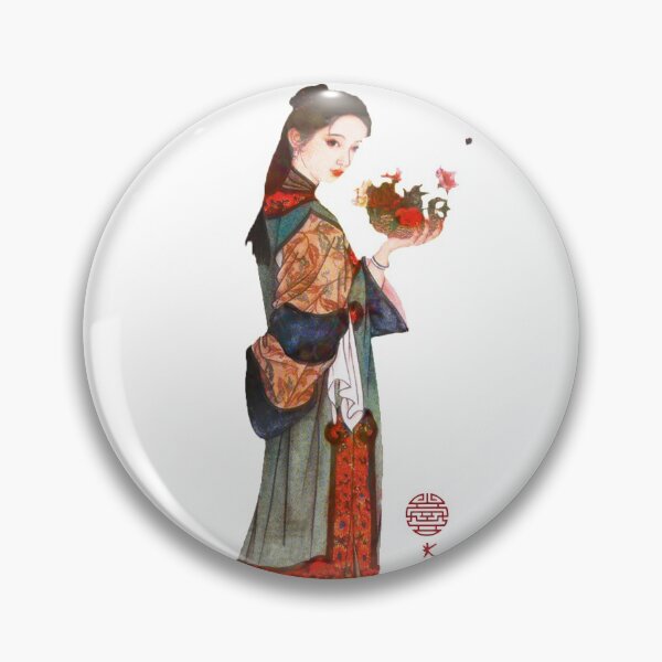 Item preview, China art print - portrait of young Chinese lady - woman with flower bowl designed and sold by Kallandra.