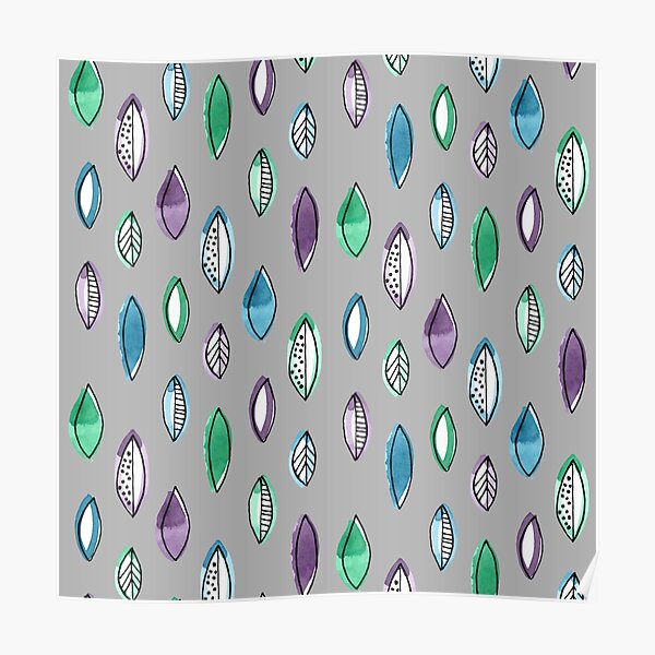 Watercolour leaves Poster
