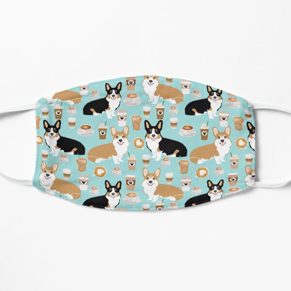 corgi coffee lover mask Flat Mask