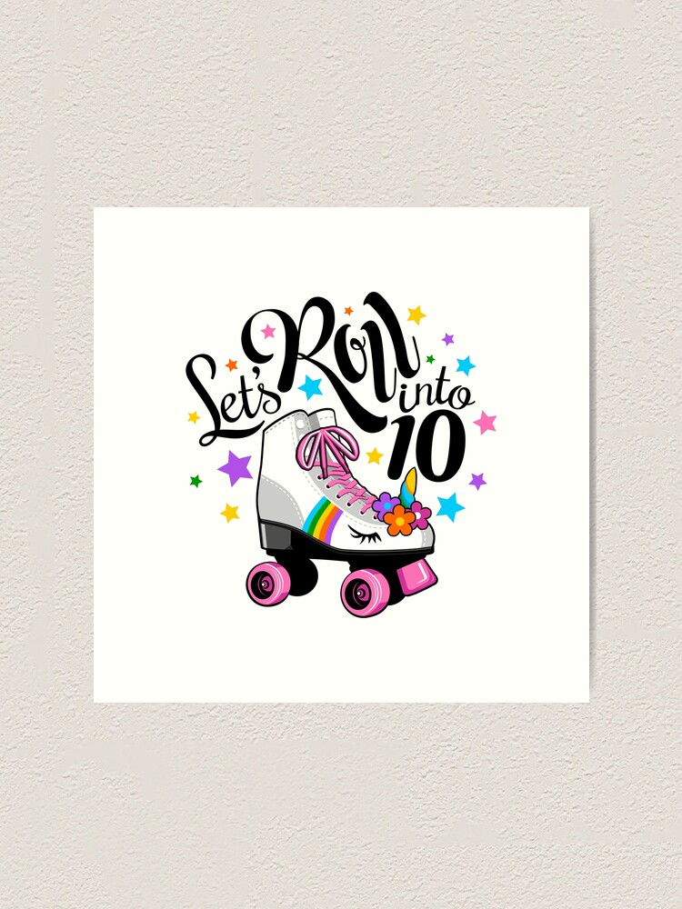 Lets Roll Into 10 Birthday. Unicorn, Roller Skate T-Shirt.