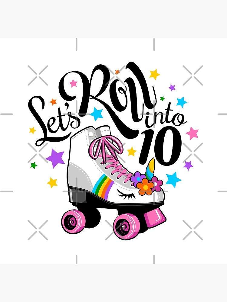 Lets Roll Into 10 Birthday. Unicorn, Roller Skate T-Shirt.