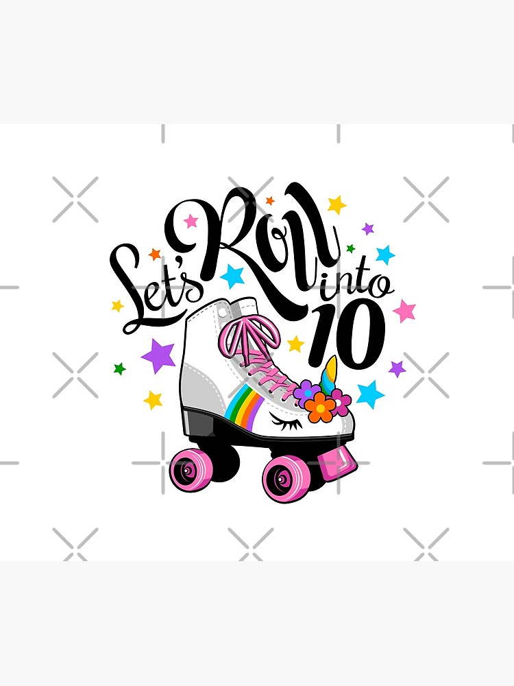 Lets Roll Into 10 Birthday. Unicorn, Roller Skate T-Shirt.