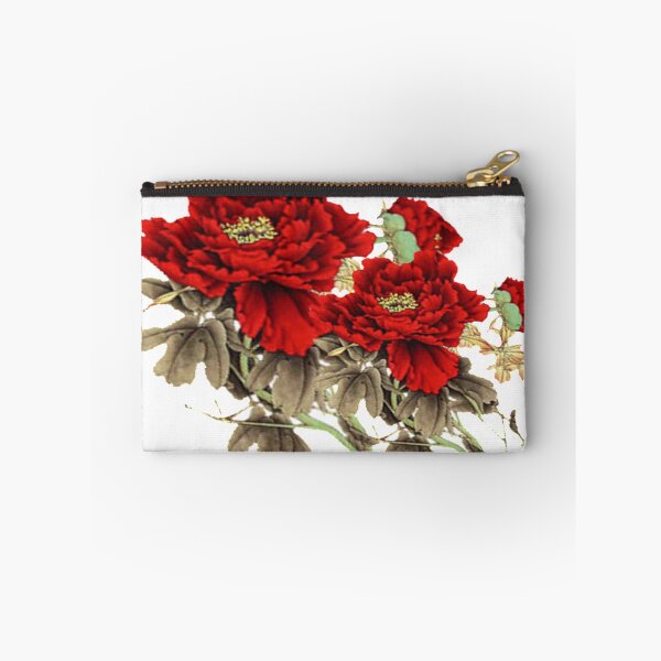 Item preview, Chinese ink painting - dark red wild rose branch - art print red designed and sold by Kallandra.