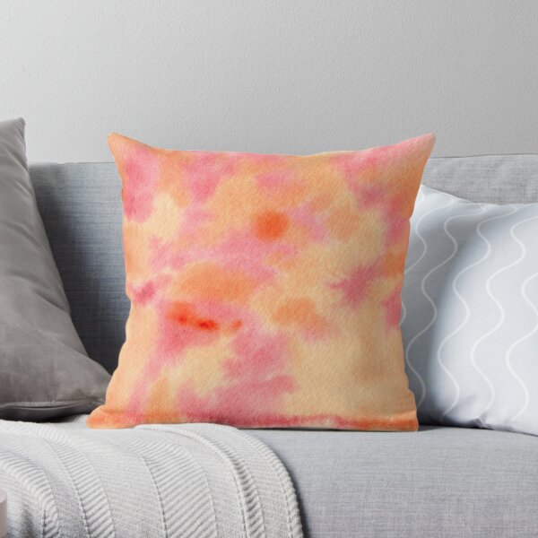 Watercolor Hand-Painted Orange and Pink Background Texture Throw Pillow