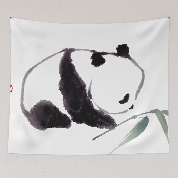 Item preview, Chinese ink painting - panda with bamboo - ink painting panda boy designed and sold by Kallandra.