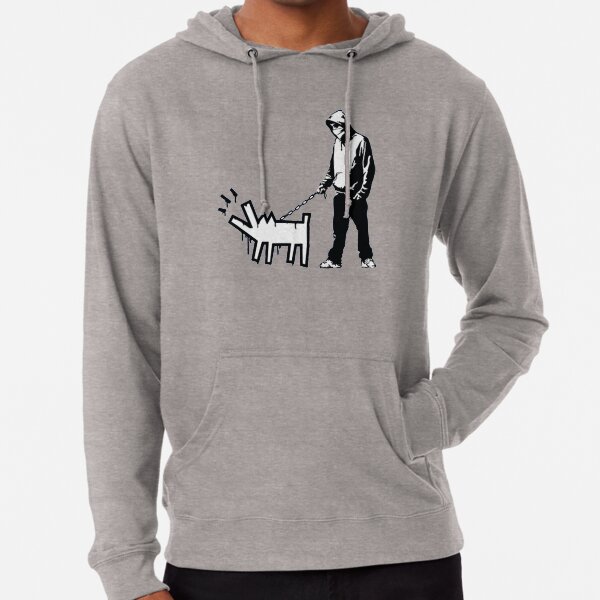Banksy Thug with a Barking Dog! Lightweight Hoodie