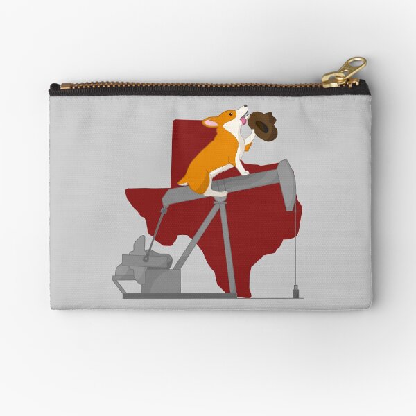 Corgi on a Pumpjack: Texas Background Zipper Pouch