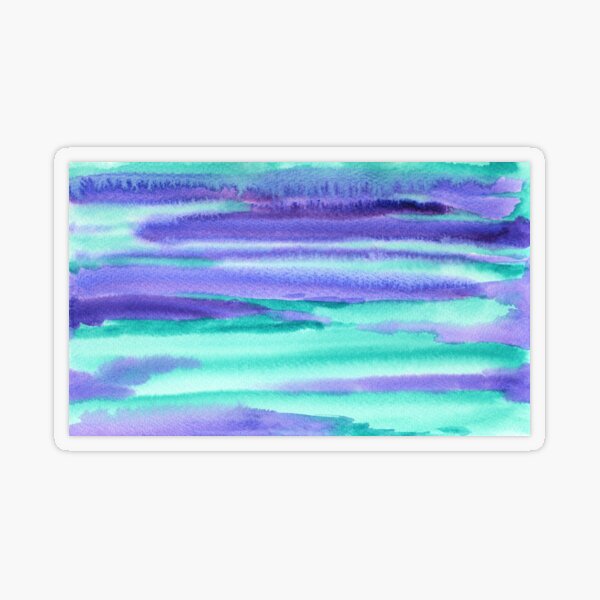 Watercolor Hand Painted Purple Turquoise Abstract Background Transparent Sticker