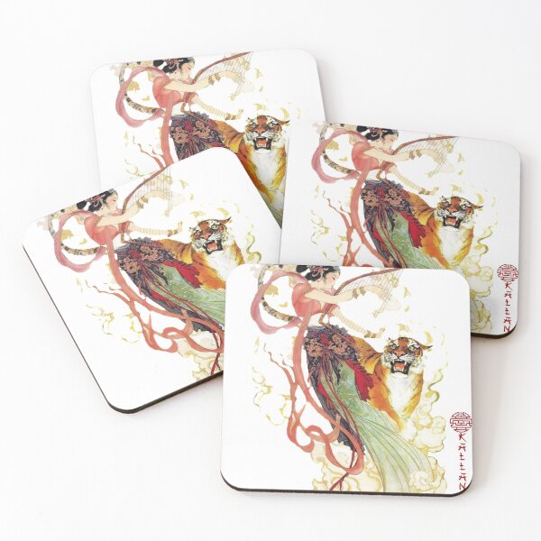 Item preview, China art print - young chinese harp player with tiger designed and sold by Kallandra.