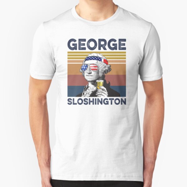 george sloshington drink vintage American flag 4th of July Slim Fit T-Shirt