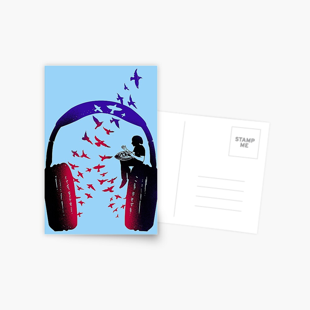 Headphone Music Hang Drum Postcard