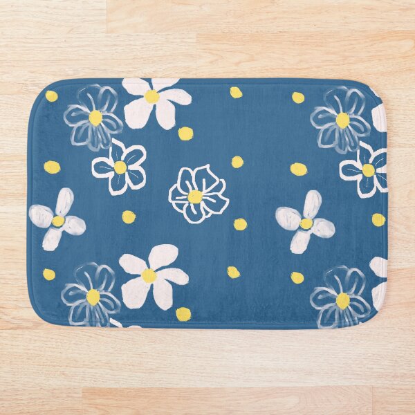 Item preview, White Daises and Yellow Polka Dots with Blue Background designed and sold by RepeatCandy.