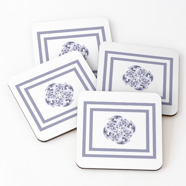 Item preview, Blue grey motif and matching borders on cool white. designed and sold by PetaJaneHome.