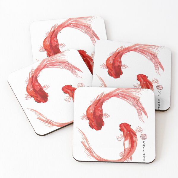 Item preview, Colored China painting - Indian ink painting - with red Koi carp ink painting designed and sold by Kallandra.