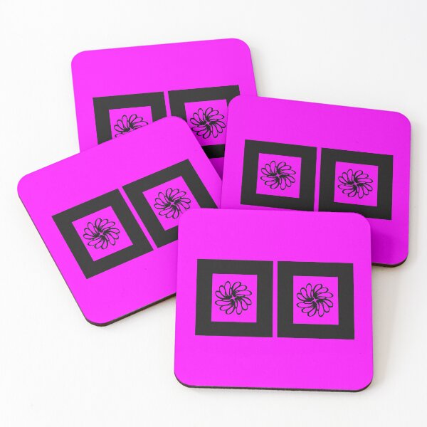 Item preview, Stunning flower design in black frames on a hot pink background. designed and sold by PetaJaneHome.