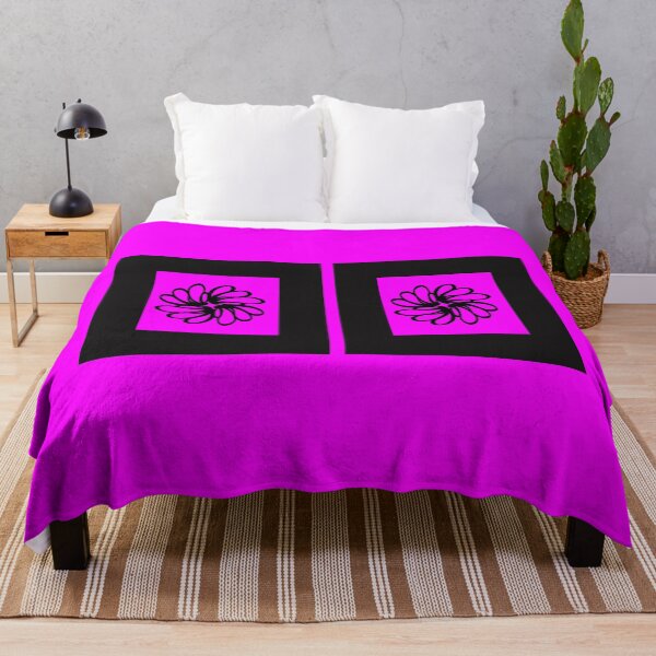 Item preview, Stunning flower design in black frames on a hot pink background. designed and sold by PetaJaneHome.