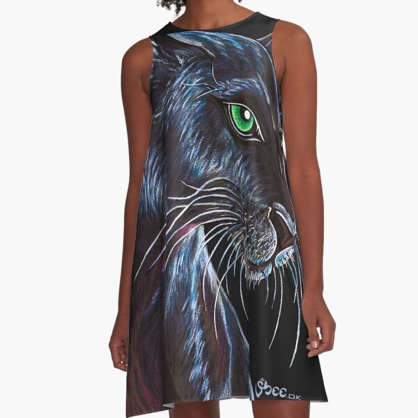 Black Panther - Endangered Species from Shee - Retro Animals A-Line Dress