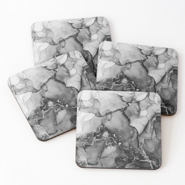 Item preview, Black White Silver Marble Ink Texture designed and sold by Olga Shvartsur.