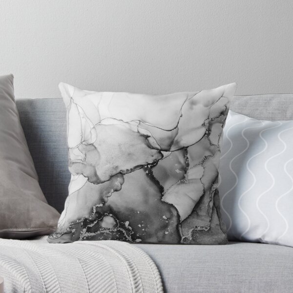 Item preview, Black White Silver Marble Ink Texture designed and sold by Olga Shvartsur.