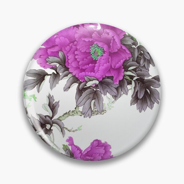 Item preview, Chinese ink painting - violet roses rose branch with violet flowers designed and sold by Kallandra.
