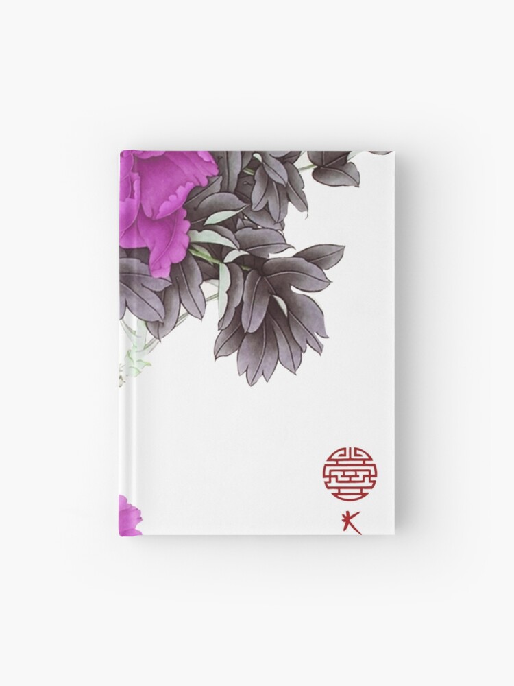 Cuaderno de tapa dura «Pintura china en tinta - rosas violetas rosa rama  con flores violetas» de Kallandra | Redbubble