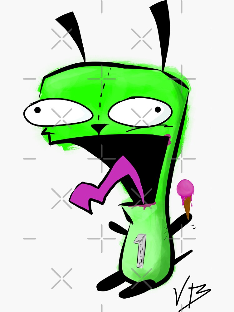 "Invader Zim Gir Ice Cream " Sticker by rockabillykitty Redbubble