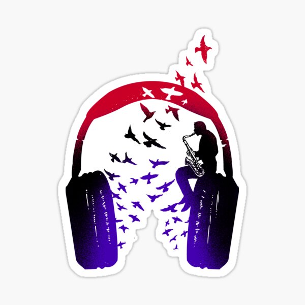 Headphone Music Saxophone Sticker