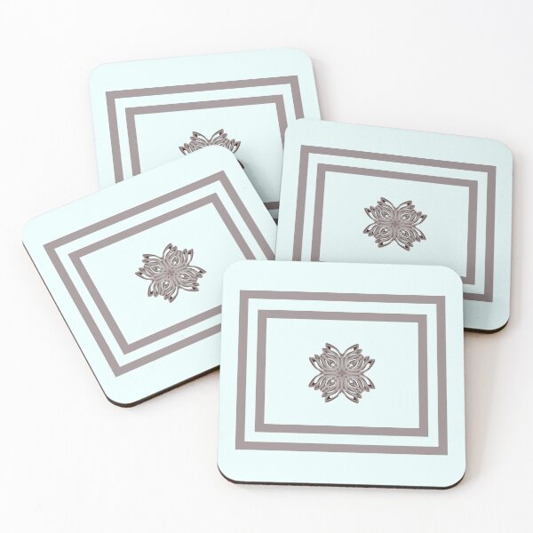 Item preview, Taupe motif on beautiful restful shade of blue. designed and sold by PetaJaneHome.