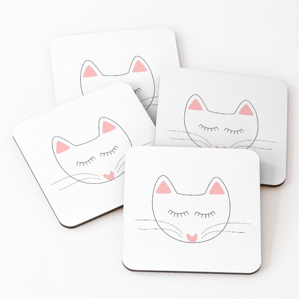 Item preview, Cute simple cat with long makeup lashes and whiskers and heart nose. designed and sold by Robyn18.