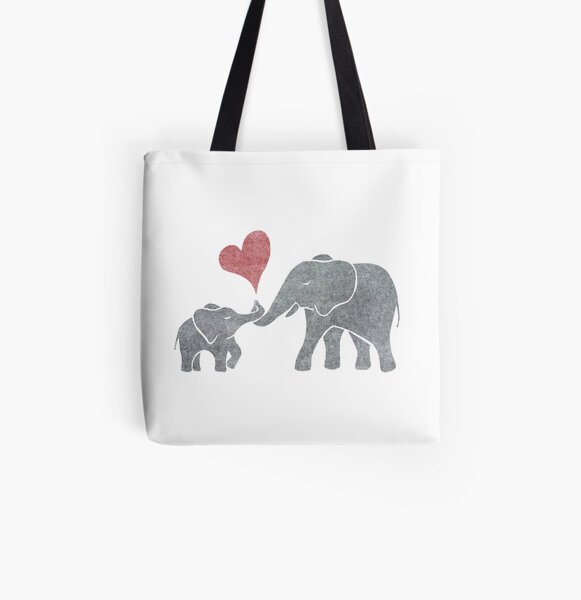 Elephant Hugs All Over Print Tote Bag