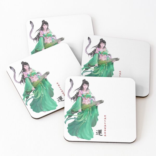 Item preview, China art print - portrait of young Chinese lady woman in green with instrument designed and sold by Kallandra.