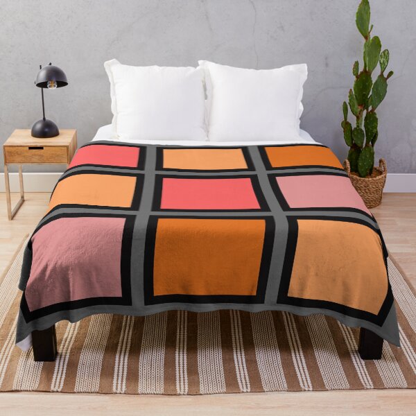 Item preview, Geometric cubes in a patchwork pattern in pinks and oranges. designed and sold by PetaJaneHome.