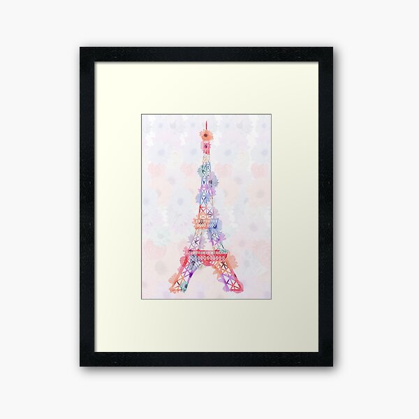 Flower Eiffel Tower Paris Framed Art Print