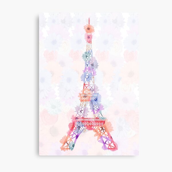 Flower Eiffel Tower Paris Metal Print