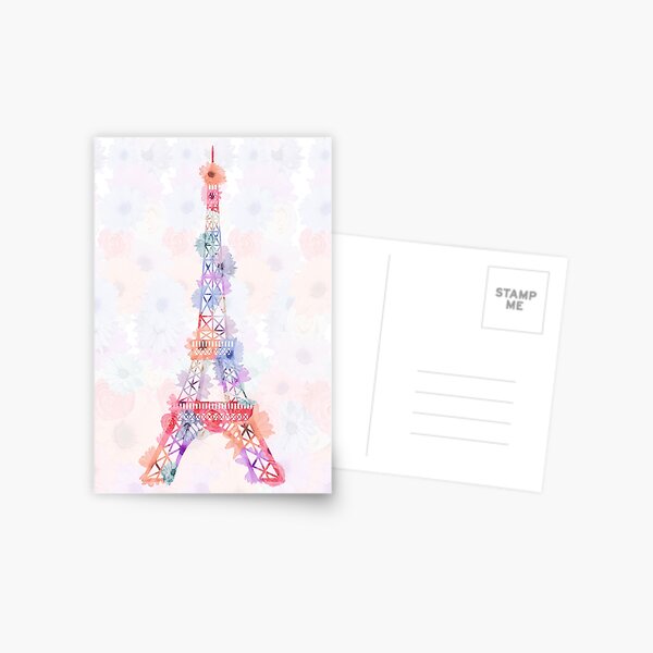 Flower Eiffel Tower Paris Postcard