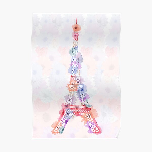 Flower Eiffel Tower Paris Poster