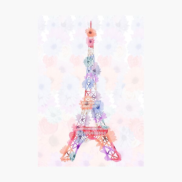 Flower Eiffel Tower Paris Photographic Print