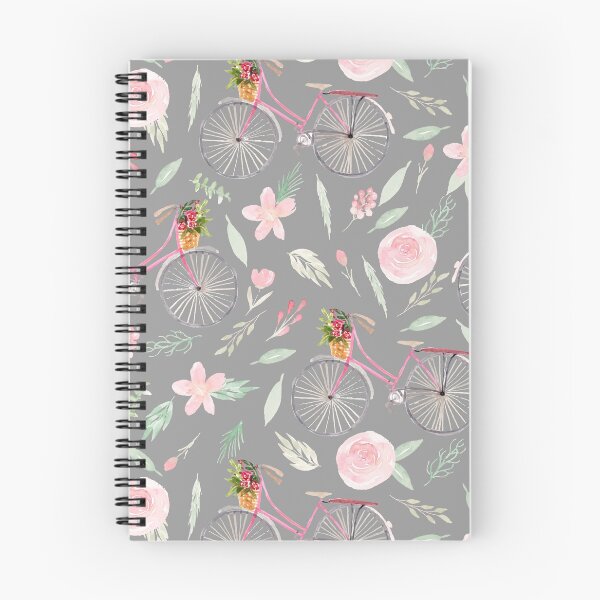 Item preview, Vintage Watercolor Bicycle | Florals | Pattern | Grey designed and sold by Harpley Design Studio.