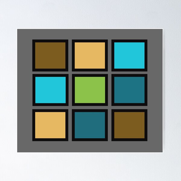 Item preview, Geometric patchwork pattern in blues and greens on a cool gray background. designed and sold by PetaJaneHome.