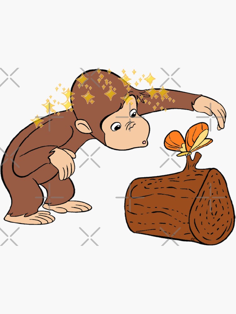 Curious George  Sticker for Sale by shining-art