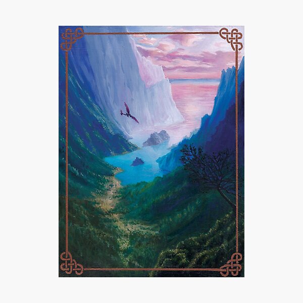 Dragon Flight How to Train Your Dragon Toothless Night Fury Landscape Ocean Mountain Sunset by Kimro Studio Photographic Print