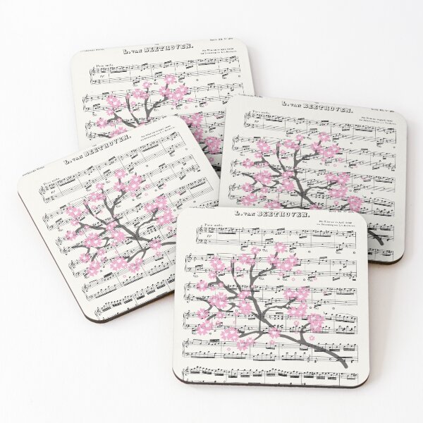 Item preview, Beethoven - Fur Elise Sheet Music Pink Cherry Blossom Overlay Print designed and sold by Kdiver25.