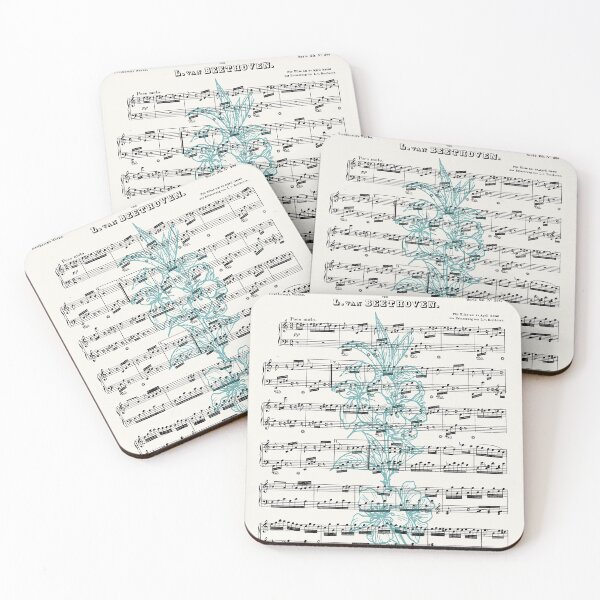 Item preview, Beethoven - Fur Elise Sheet Music Teal Floral Overlay Print designed and sold by Kdiver25.