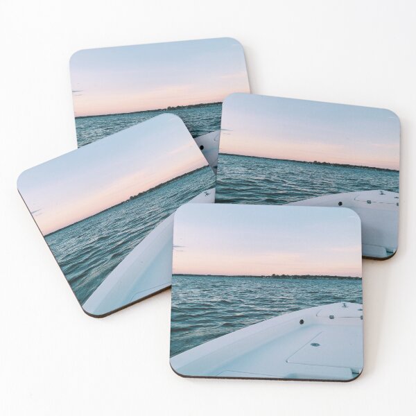 Item preview, boat on lake, pink sunset designed and sold by csmitty247.