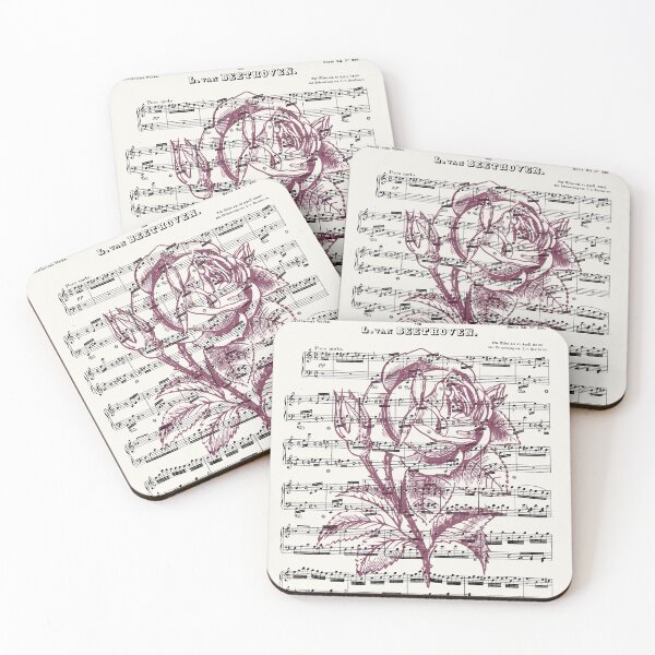 Item preview, Beethoven - Fur Elise Sheet Music Maroon Rose Overlay Print designed and sold by Kdiver25.