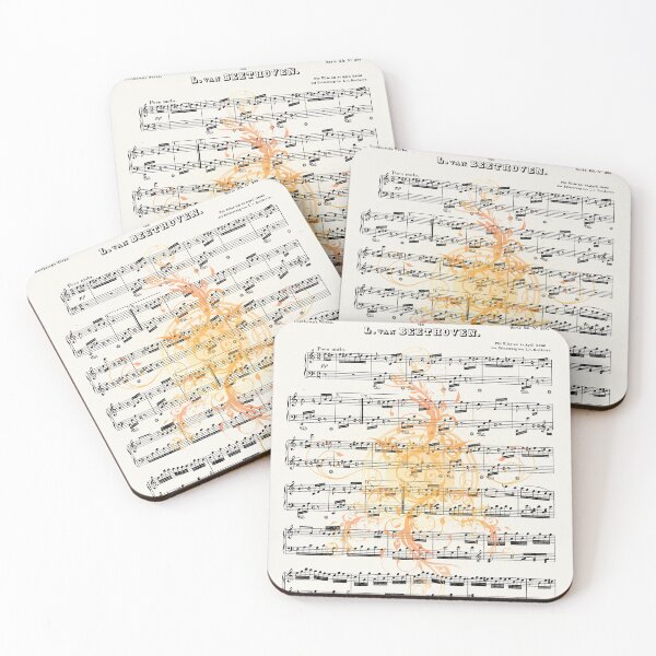 Item preview, Beethoven - Fur Elise Sheet Music Orange Flourish Overlay Print designed and sold by Kdiver25.