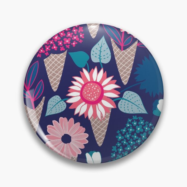Item preview, Midsummer I scream flower cones // navy blue background blue teal and pink flowers bouquets designed and sold by SelmaCardoso.
